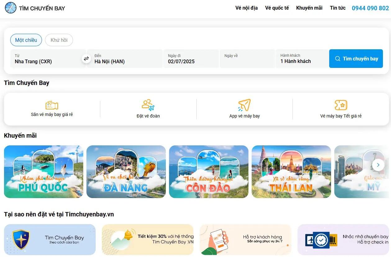 Hướng dẫn đặt vé máy bay tại timchuyenbay.vn